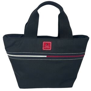 Tommy Hilfiger Y2K Nylon Small Tote Bag With Crossbody Logo Black Blue Red